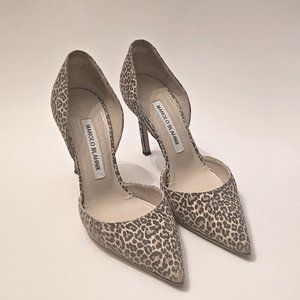 Manolo Blahnik Leopard-Print d'Orsay Pump, size 6